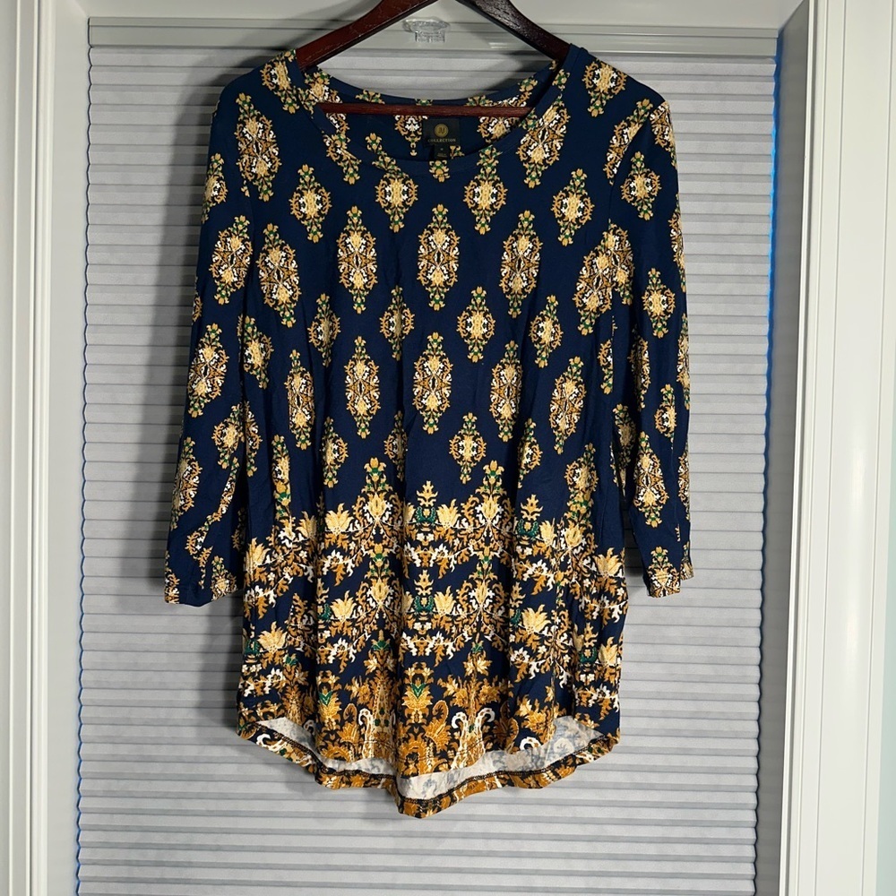 JM Collection scoop neck top 3/4 sleeves G-14